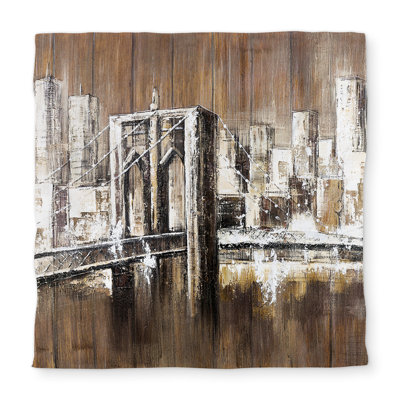 Aged Finish Brooklyn Bridge Duvet Cover - Modern Office Decor