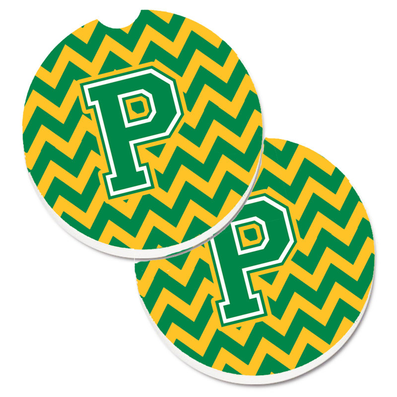 Sous-verre pour voiture, P, Vert/doré