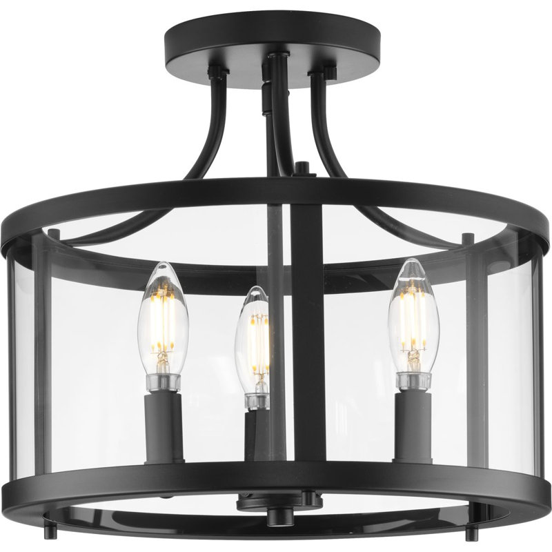 Plafonnier semi-encastré en verre Parmley, Noir mat