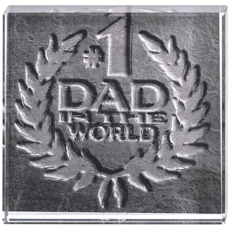 Tabletop Glass Plaque Number1 Dad 3X3