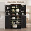 Armoire de rangement de 72 po de hauteur, armoire de rangement Farmry Pantry avec portes, armoire autoportante avec tablettes réglables, armoire rustique pour la cuisine, la salle à manger, la salle de bain, noir-702985464