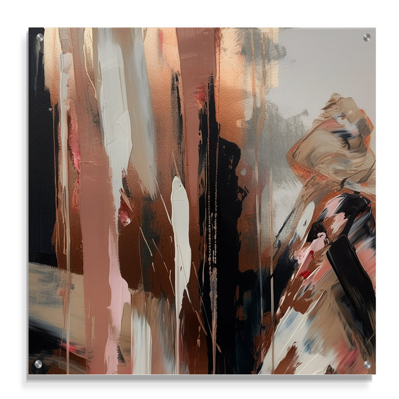 Brun et noir, au-delà des limites I - décoration murale abstraite en acrylique, H 16 po x l 16 po