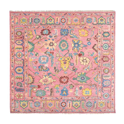 Hand-Knotted Pink Oushak Runner