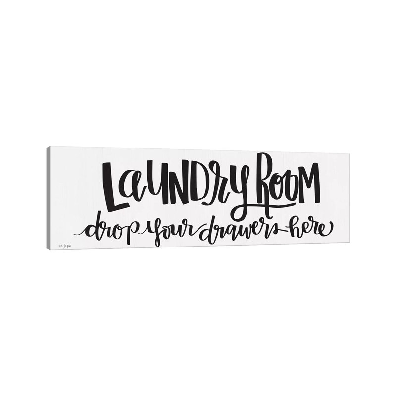 Laundry Room Drop Your Drawers 1 Piece Panoramic Wall Art on Canvas, 50.8cm H x 152.4cm W x 1.91cm D, Wrapped Canvas