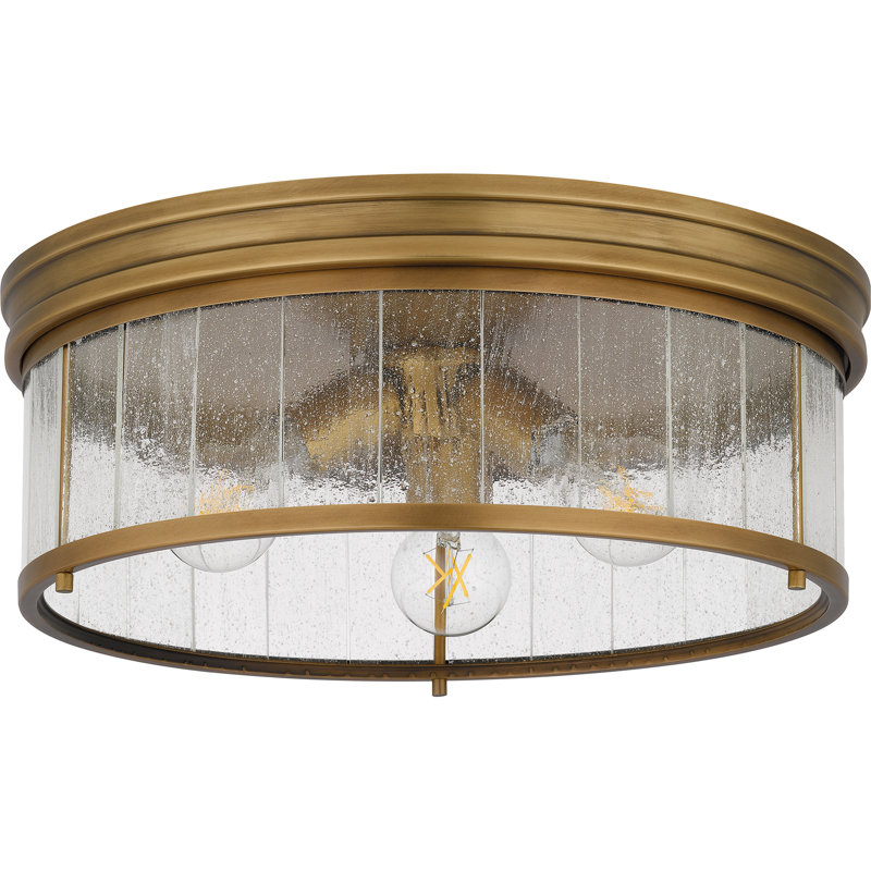 Adaiah 3-Light Weathered Brass Flush Mount