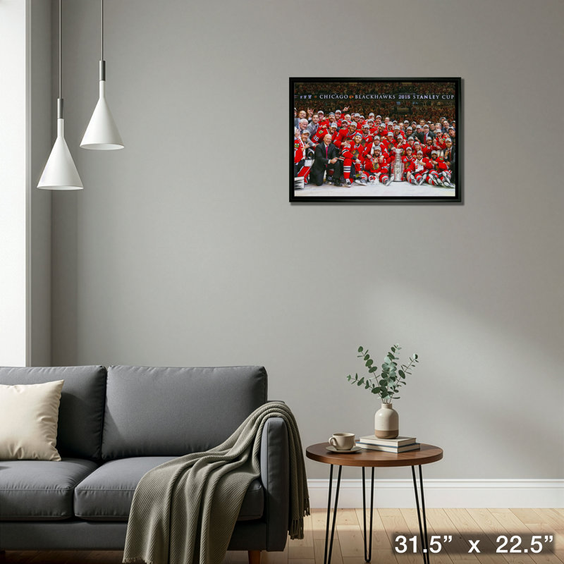 Chicago Blackhawks 20 x 29, toile encadrée 2015, coupe Stanley