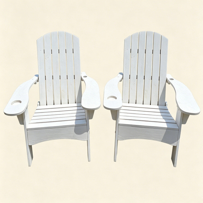 Ensemble de 2 chaises Adirondack Ehomexpert Populus, White, 2