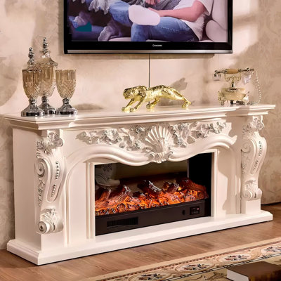 Ivory White Landscape Heating System Electric Fireplace