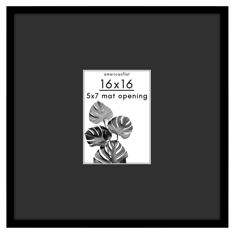  Cadre photo 16 x 16 - Utiliser comme cadre 5 x 7 avec passe-partout noir ou cadre 16 x 16 sans passe-partout - Cadre photo fin avec plexiglas poli - noir