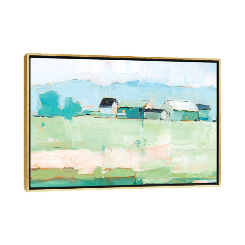 "Rurale pastel II" par Ethan Harper - reproduction d'art, H 18 po x l 26 po x P 1,5 po, Toile encadrée d'or, Pas de tapis