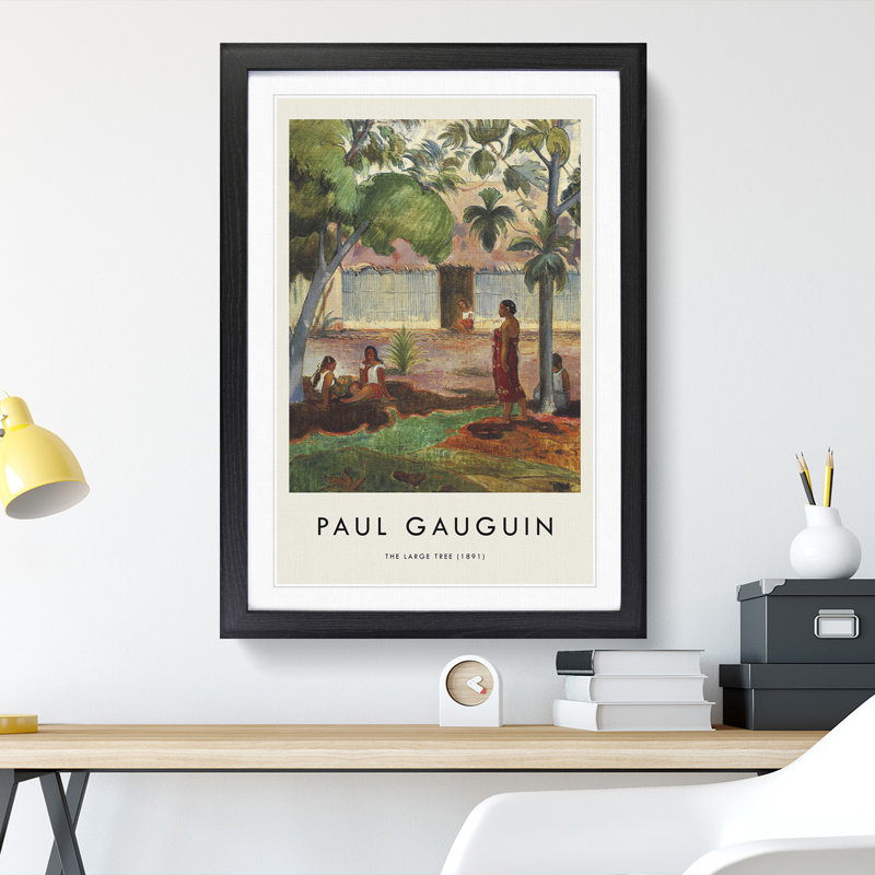 The Large Tree by Paul Gauguin - Picture Frame Painting, 65cm H x 48cm W x 2cm D, Black Framed