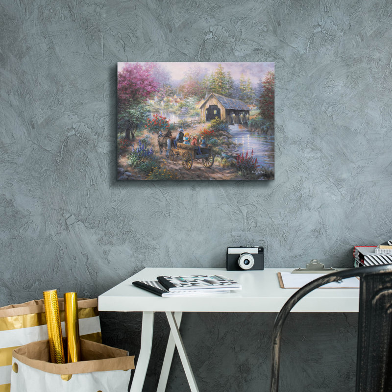  «Merriment At Covered Bridge» par Nicky Boehme, art mural sur toile, 16 po x 12 po, H 12 po x l 16 po