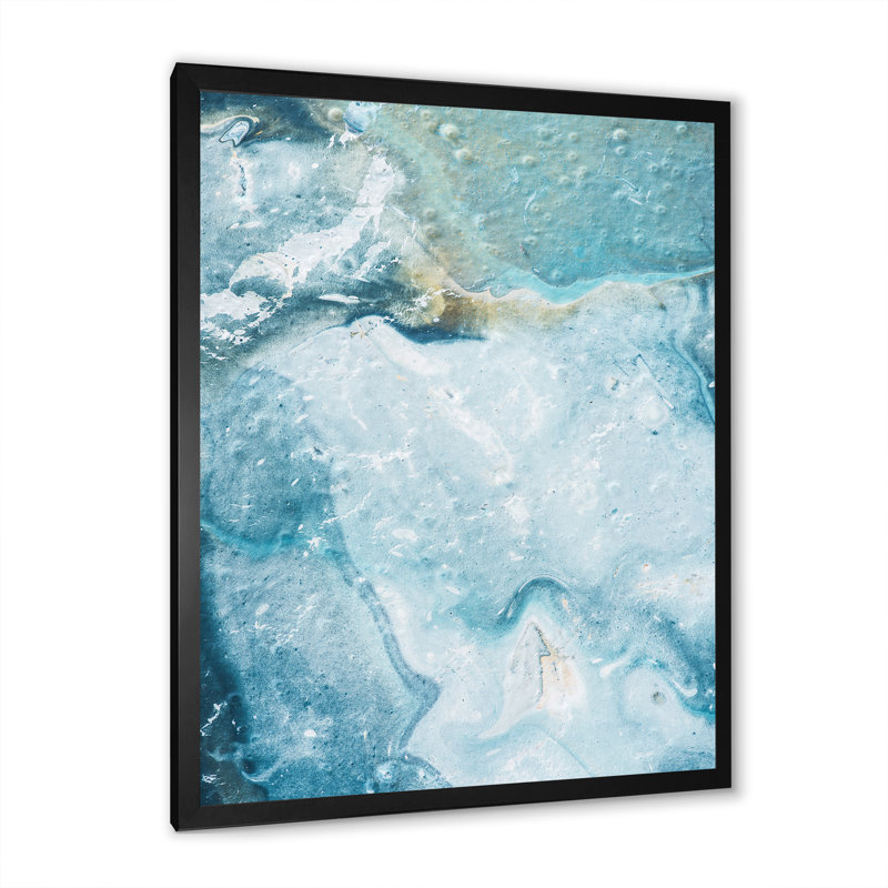 Nuage de peinture bleu clair - art mural moderne et contemporain sur toile, Impression noire sur toile encadrée