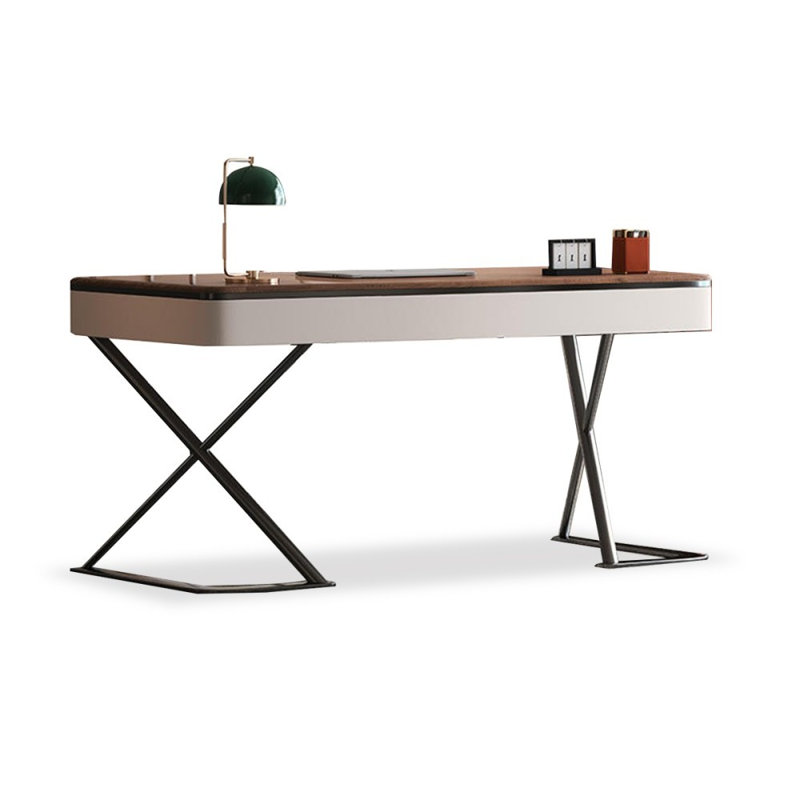 Rectangular Solid + Manufactured Wood+Stainless Steel with 2 drawers desk, 29.53" H x 70.87" W x 23.62" D