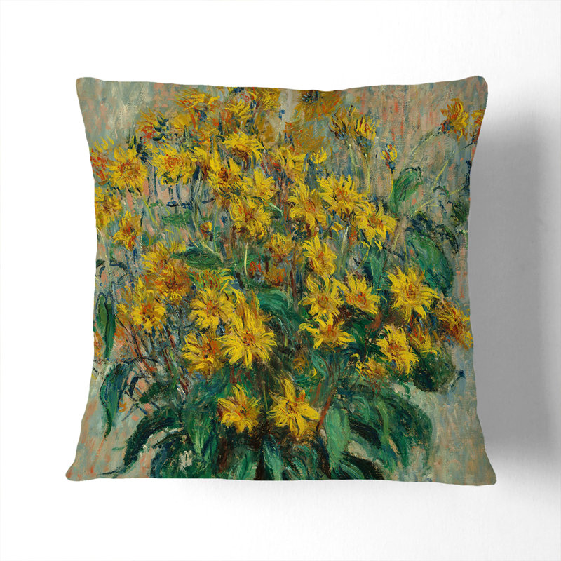 Floral Square Throw Cushion, 40cm H x 40cm W x 15cm D, Black