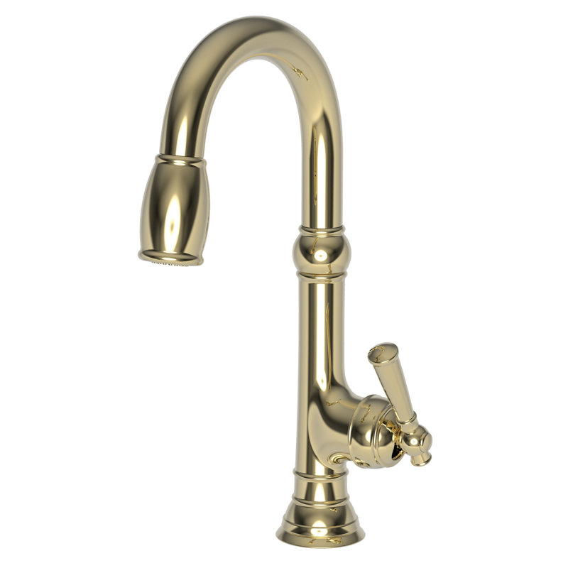 Jacobean Single Handle Pull Down Bar Faucet, French Gold (PVD)