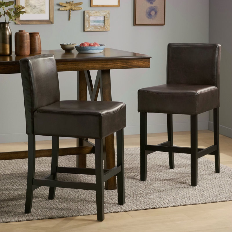 Ensemble de 2 tabourets de bar à hauteur de comptoir en cuir reconstitué 26 "Portman