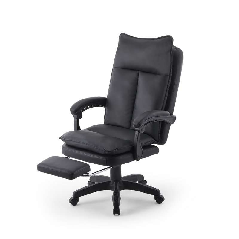 Inbox Zero Adjustable Faux Leather Swiveling PC & Racing Game Chair, Black