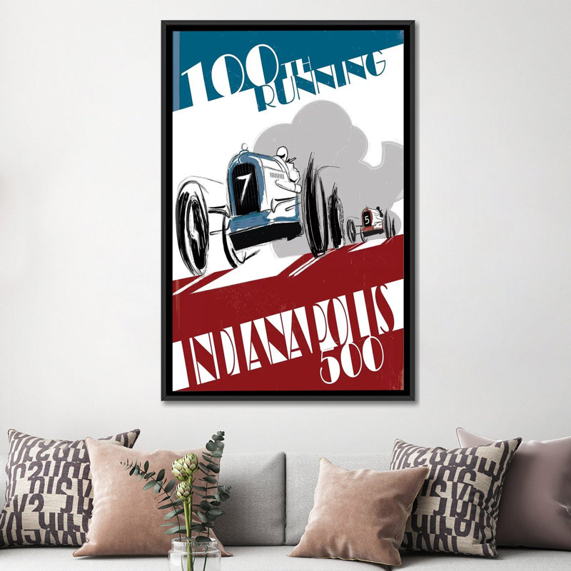 " Indy 500 " by Fly Graphics, Black Framed Canvas, No Mat, 60" H x 40" W x 1.5" D