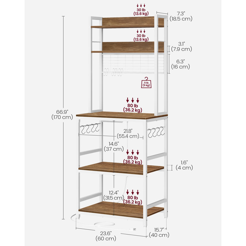 Akeelah 24" Metal Baker's Rack, Brown/White