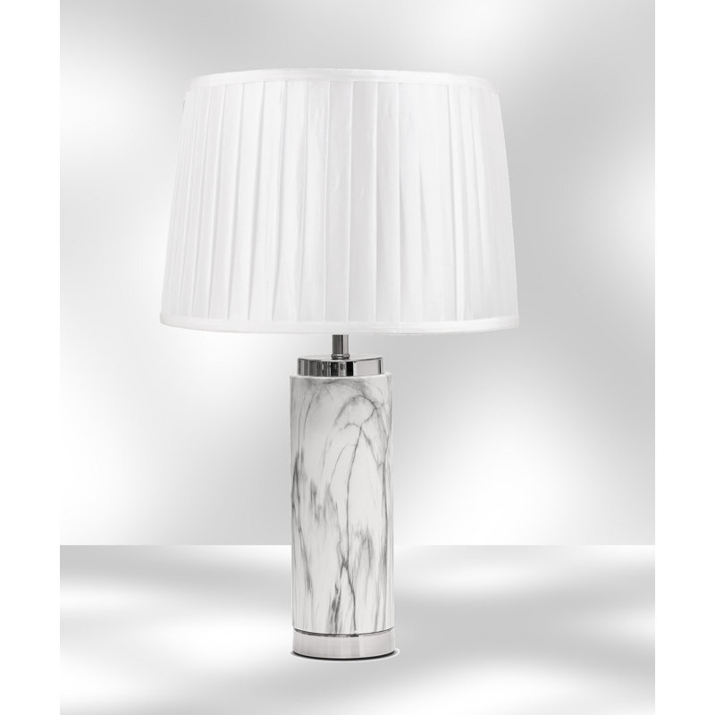 Alisander MARBLE EFFECT 56cm Table Lamp, SIlver