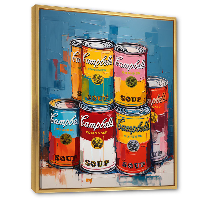 Cupani Pop Art Campbells Soup I - art mural Pop Art, H 20 po x l 12 po x P 1 po, Cadre flottant doré
