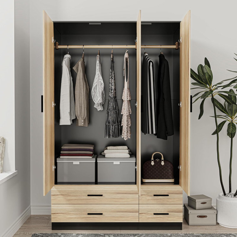 Retonia Manufactured Wood Wardrobe, Black/Oak