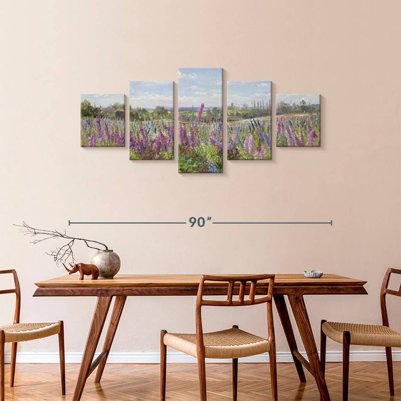 Delphiniums et coquelicots, H 36 po x l 80 po