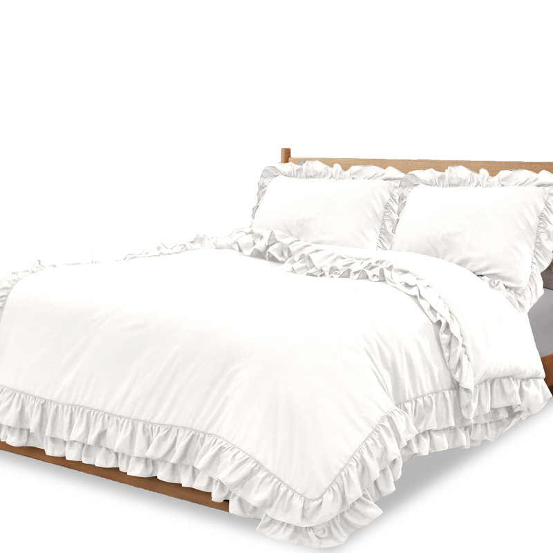 Jimi Microfiber Solid Colour Duvet Cover with Pillowcases, Single, White
