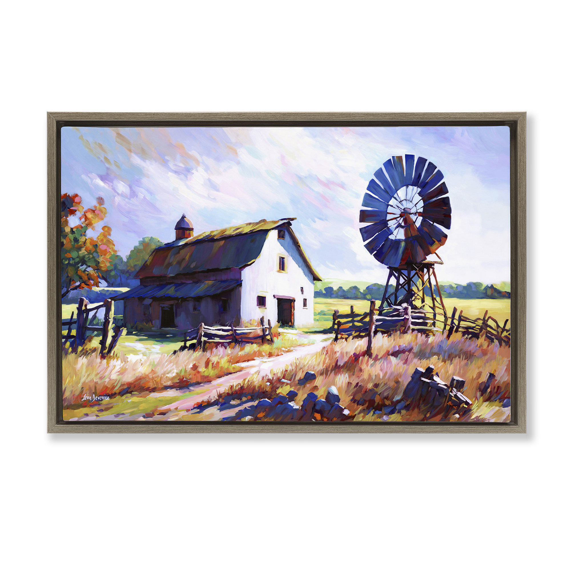 August Grove® Countryside Serenity Landscape Framed Floater Canvas by ...