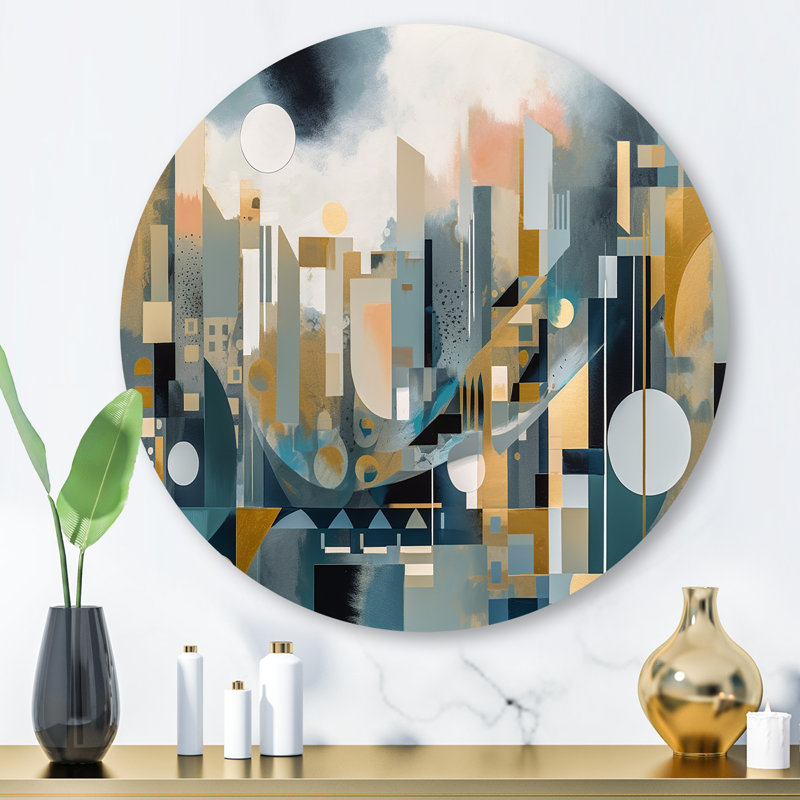 «Green Abstracted Scenic Views I» - Décoration murale abstraite paysage en métal, H 29 po x l 29 po x P 1 po