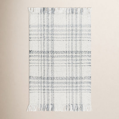 Cay Hand-Woven Gray Plaid Rug