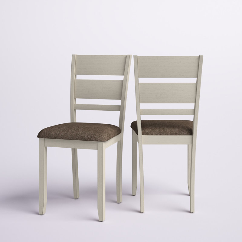 Luz Slat Back Upholstered Side Chair, Dark Brown/White