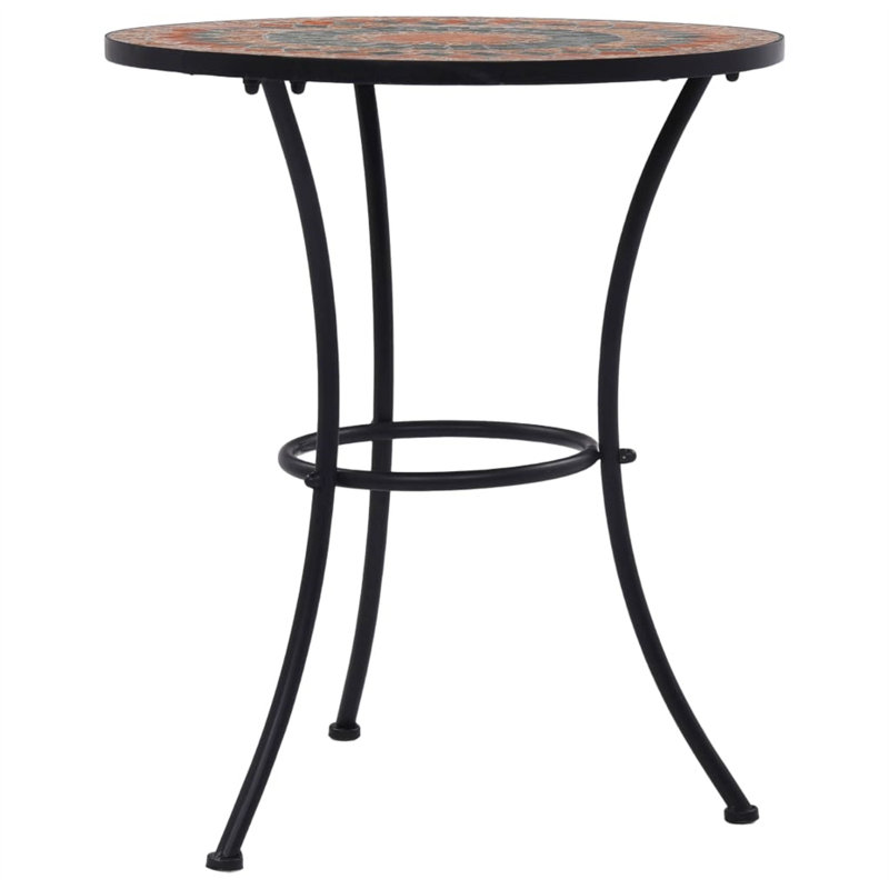 Mosaic Bistro Table Orange/Grey 60Cm Ceramic