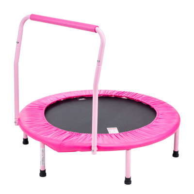 Trampoline pour enfants de 36 pouces, trampoline compact 3 pieds intérieur et extérieur, trampoline pliable avec barre de soutien, trampoline rebondissant pour les jeunes, cadeau d'anniversaire idéal pour les enfants de 3 ans et plus, agréable pour le