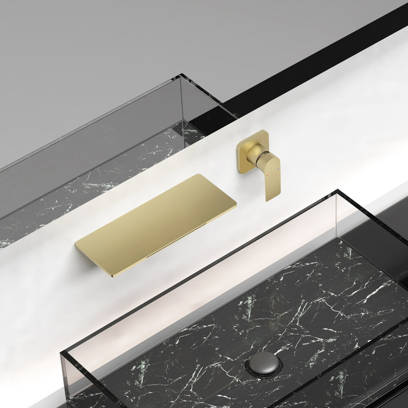 Golden Bathroom Sink Faucet Part - Manufactured With Fine Brass Single Operation For Effortless Water Regulation Waterfall Style An Upscale Crafted From Easy Atmosphere