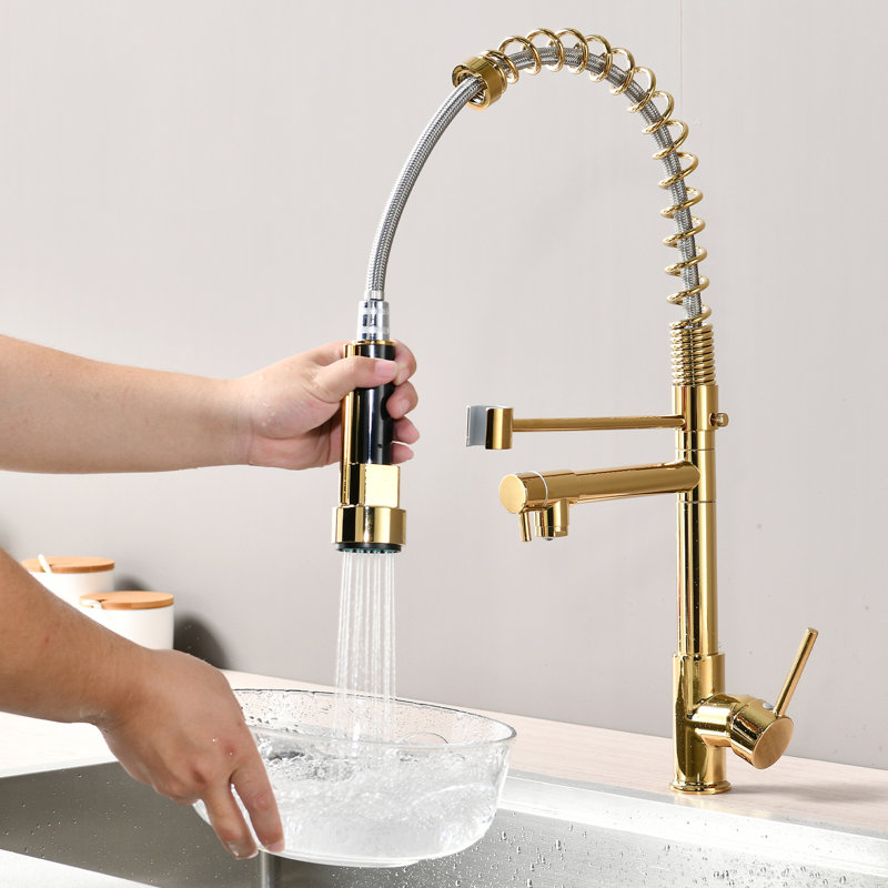 Pull Down Kitchen Faucet - Modern, Stainless Steel, Single Handle, Scratch And Rust Proof, 360 Degree Swivel, 1.8Gpm Flow Modern To Scratches Rust, Max