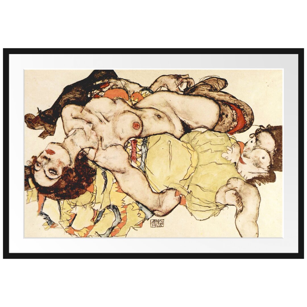 Gerahmter Kunstdruck Women Loving Each Other von Egon Schiele