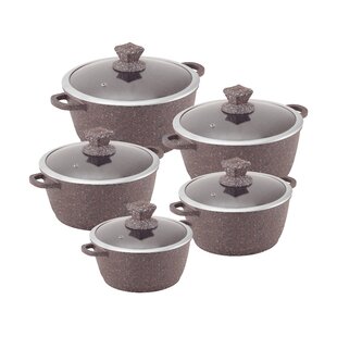 7pc Nonstick Ceramic Coated Aluminum Cookware Set Cream - Figmint™