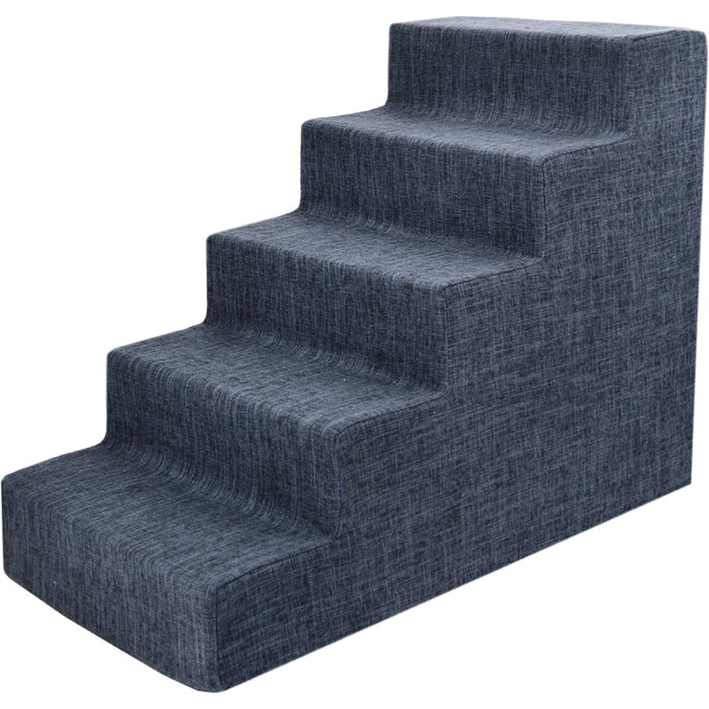 Emreigh Stairs With 5 Steps, 22.5" H x 16" W x 30" D, Grey