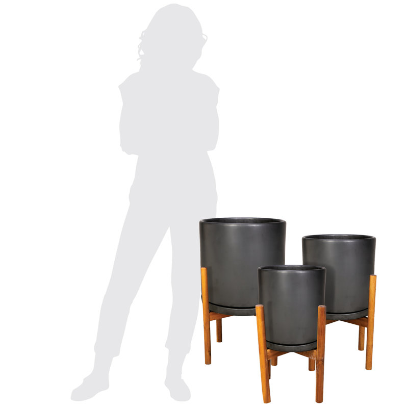 Ensemble de 3 cylindres Solna avec soucoupe - gris anthracite Solna, Gris anthracite