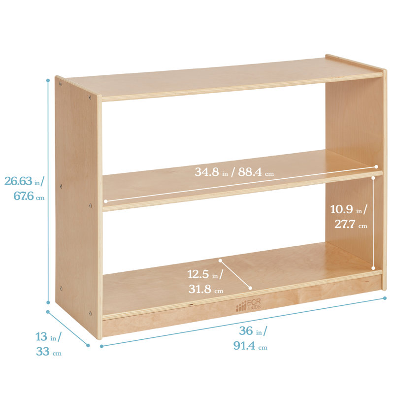 ECR4Kids 2-Shelf Mobile Double-Sided Storage Cabinet, Classroom Furniture, Natural