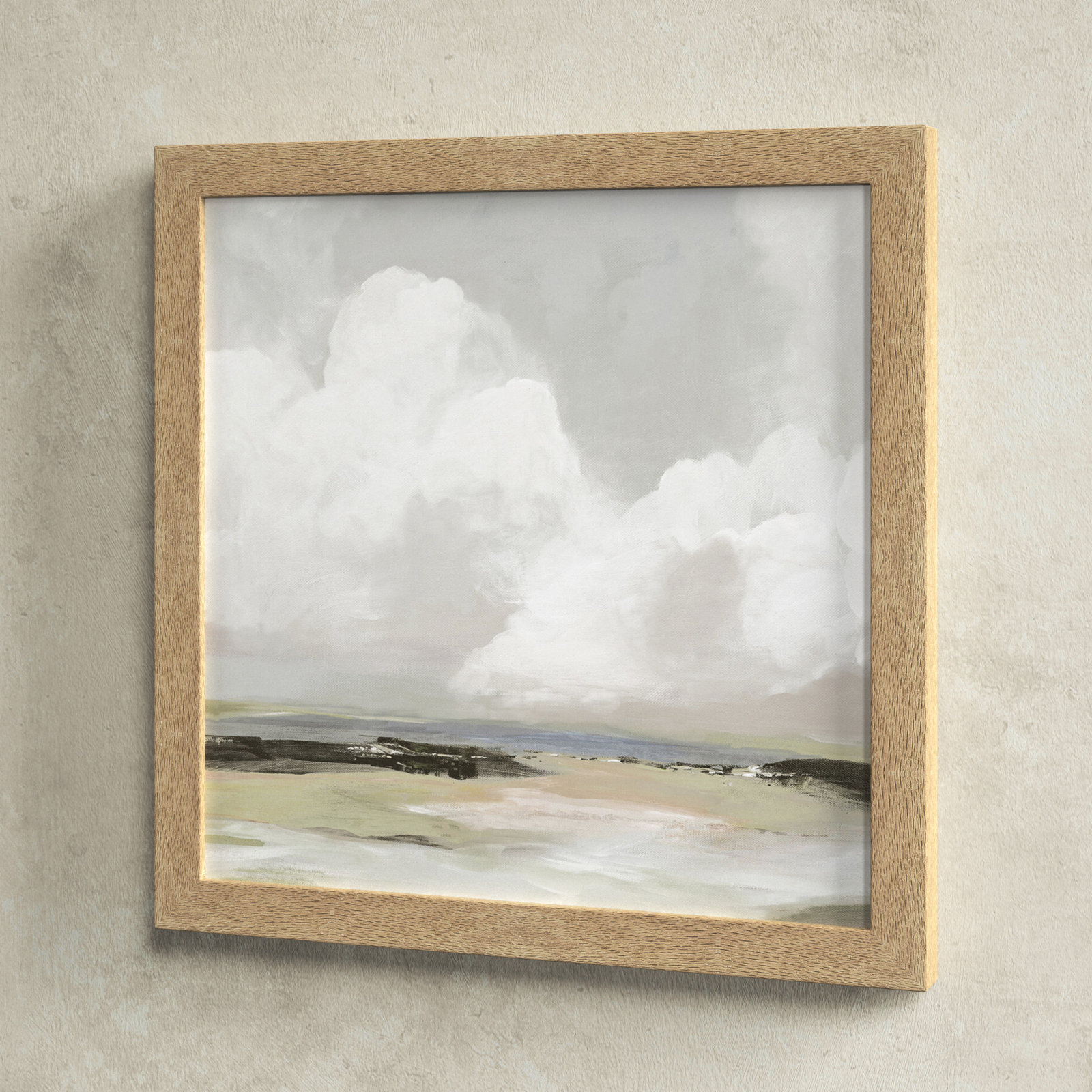 Soft Clouds - Picture Frame Painting Print, Natural Framed, 33" H x 33" W x 1.12" D
