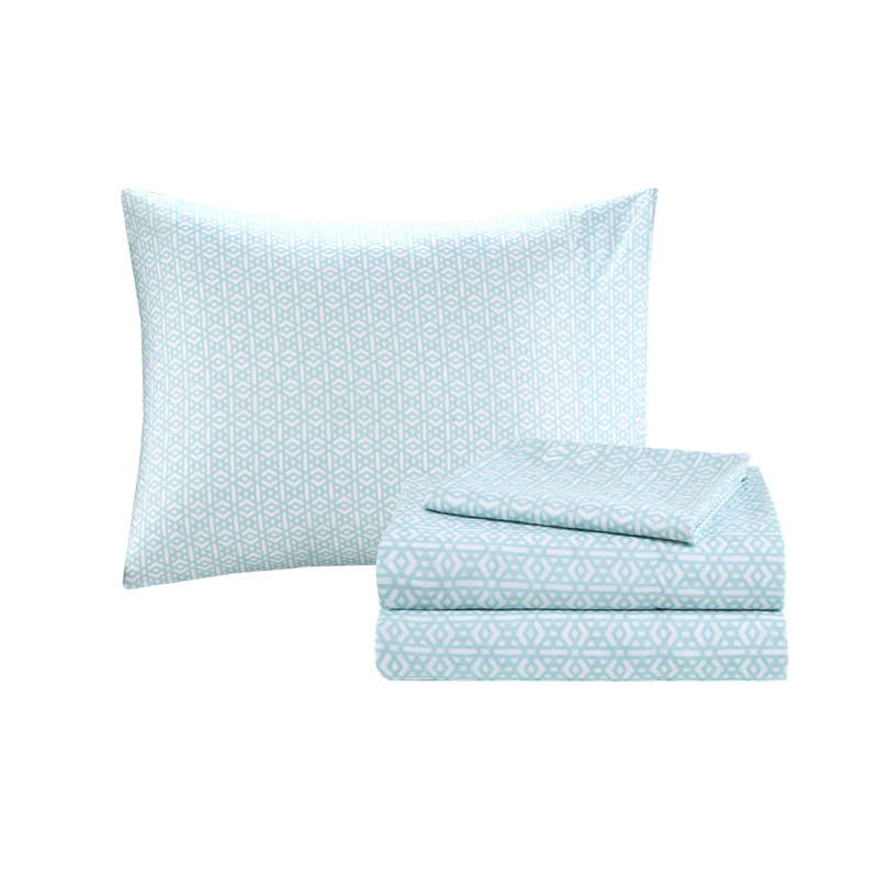 Ensemble d'édredon réversible 9 pièces avec draps Loretta, Grand édredon et 8 pièces supplémentaires, Bleu marine