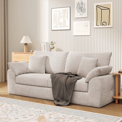 89.8 Inches Modern Loveseat Sofa for Living Room, Mid-Century Cloud Couch with 4 Pillows, Boneless Sofa for Small Spaces, No Assembly Required by Bay Isle Home