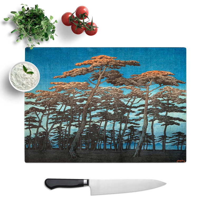 Tempered Glass Autumn Woodland Chopping Board, 39 cm W x 28.5 cm L