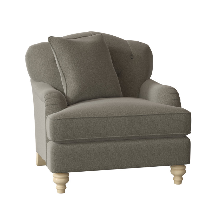 Fauteuil large capitonné 38 po Sullivan, Chenille performance gris Craftwood 16, Non, Pécan