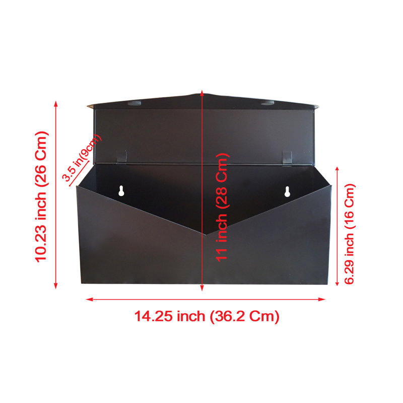 Black Aluminum Envelope Wall Mounted Mailbox