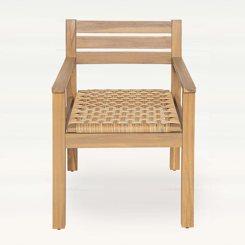 Ensemble de 2 chaises de salle à manger d'extérieur en bois d'acacia avec sièges tissés - Fauteuils de patio rustiques, durables et confortables pour tout environnement extérieur