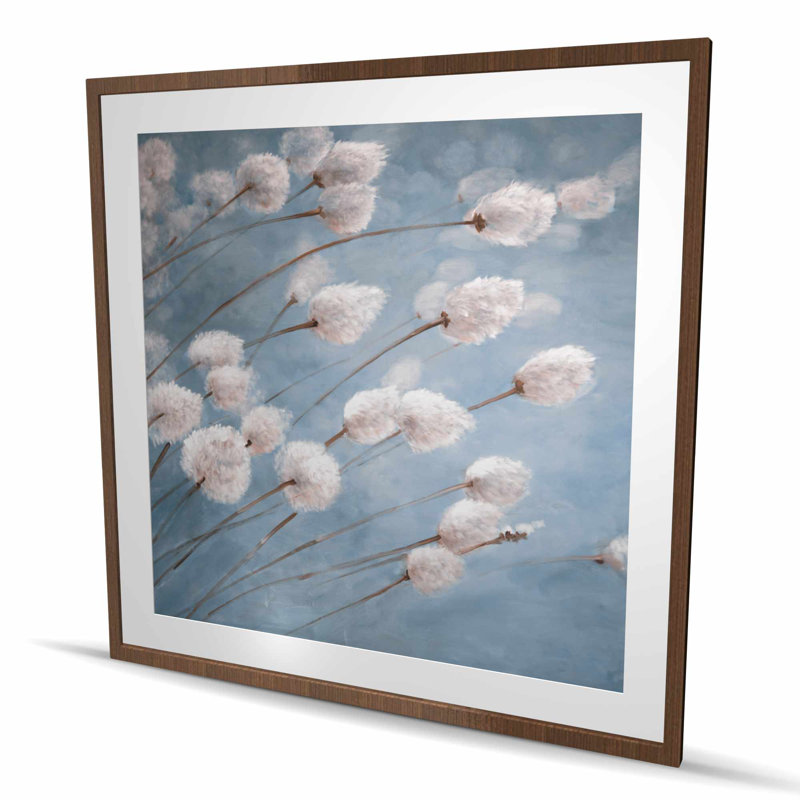 Fleurs délicates en coton - impression encadrée botanique Hygge, H 48 po x l 48 po, Brun